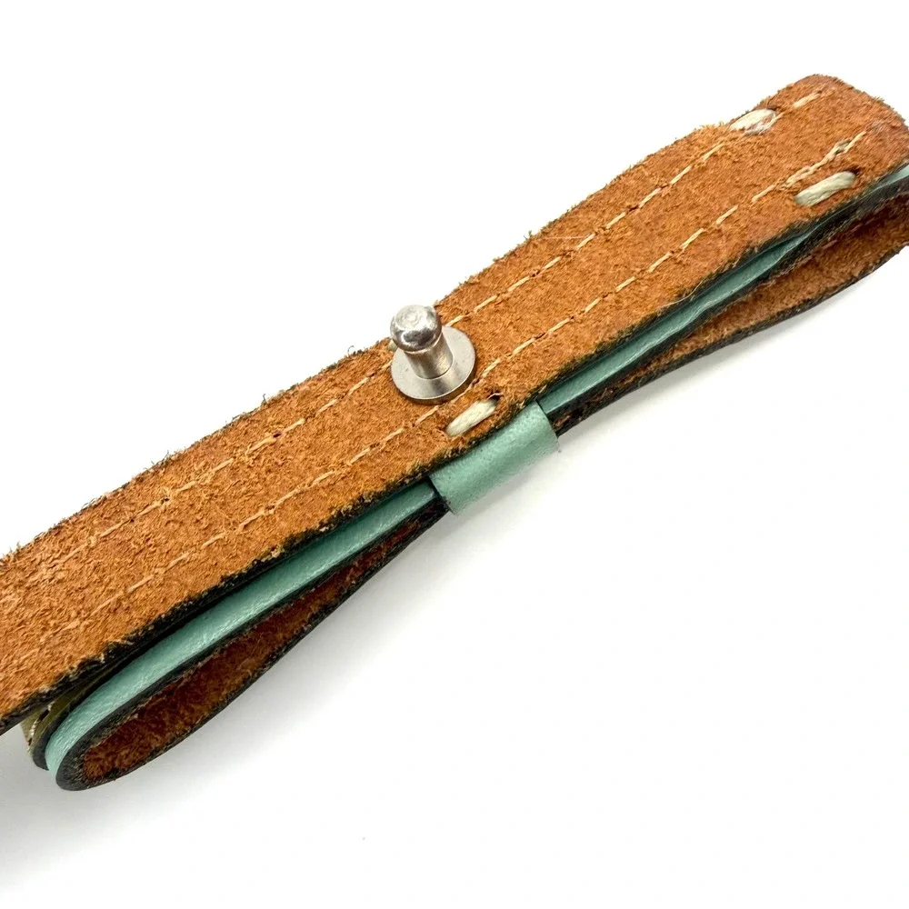 Vintage Skinny Leather Bow Belt Mint Green Yellow Twee Pastel Slim Waist Belt